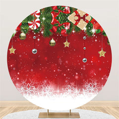 Lofaris Snowflake With Christmas Ball And Gift Round Backdrop