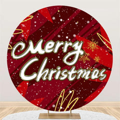 Lofaris Snowflake With Red Custom Round Merry Chrismas Backdrop