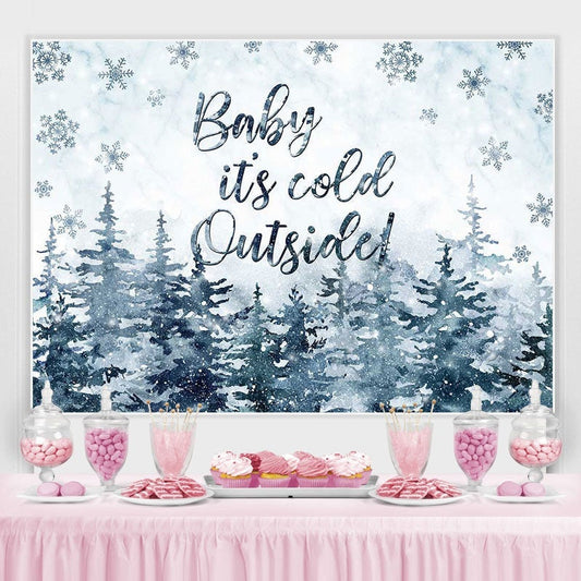 Lofaris Snowflake Forest Winter Photo Backdrop for Baby Shower