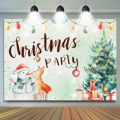 Lofaris Snowman and Fox Xmas Tree Christmas Party Backdrop