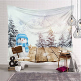 Load image into Gallery viewer, Lofaris Snowman Wood Christmas Landscape Fairytale Wall Tapestry
