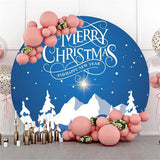 Load image into Gallery viewer, Lofaris Snowmountain Blue Round Chrismas And New Year Backdrop
