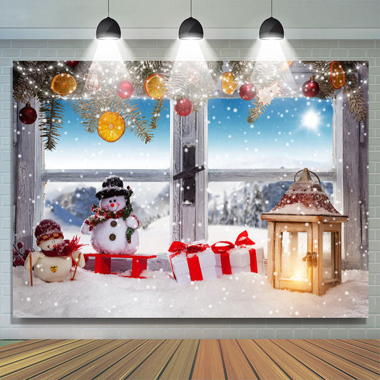Lofaris Snowy And Glitter Christmas Balls Gifts Backdrop