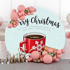 Lofaris Snowy And Round Coffee Cup Merry Christmas Backdrop