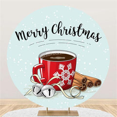 Lofaris Snowy And Round Coffee Cup Merry Christmas Backdrop