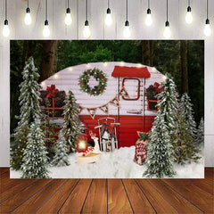 Lofaris Snowy Christmas Tree With Glitter Motorhome Party Backdrop