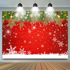Lofaris Snowy Christmas With Shiny Star And Snowflake Backdrop