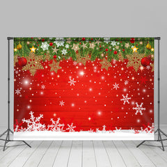 Lofaris Snowy Christmas With Shiny Star And Snowflake Backdrop