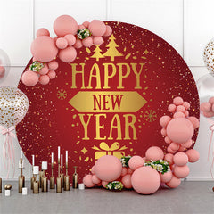 Lofaris Snowy Dots Gifts Happy New Year Round Holiday Backdrop
