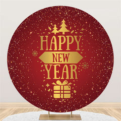 Lofaris Snowy Dots Gifts Happy New Year Round Holiday Backdrop
