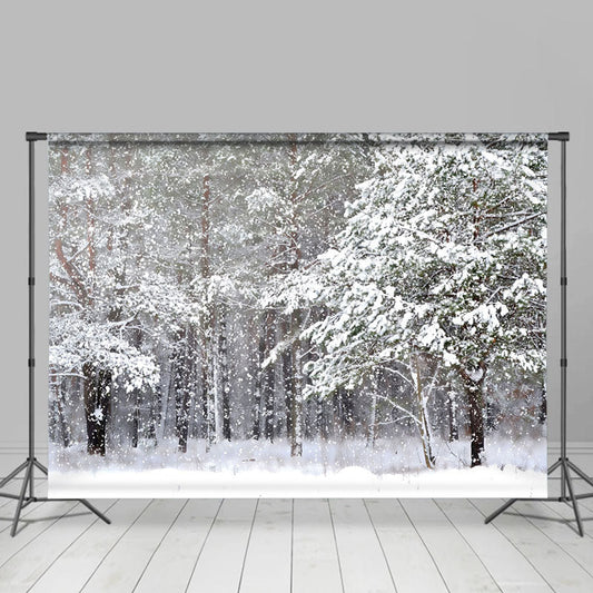 Lofaris Snowy Foest With Peaful White Scene Winter Backdrop