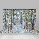 Load image into Gallery viewer, Lofaris Snowy Forest Glitter Lights Fence Photo Backdrops