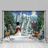 Load image into Gallery viewer, Lofaris Snowy Forest Montion Deers And Santa Winter Backdrop