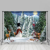 Load image into Gallery viewer, Lofaris Snowy Forest Montion Deers And Santa Winter Backdrop