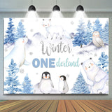 Load image into Gallery viewer, Lofaris Snowy Forest With White Animal Happy Birthday Backdrop