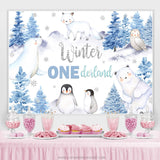 Load image into Gallery viewer, Lofaris Snowy Forest With White Animal Happy Birthday Backdrop