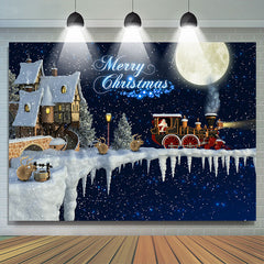 Lofaris Snowy House Night Santa Claus Merry Christmas Backdrop