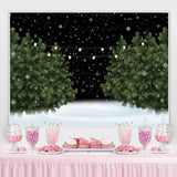 Load image into Gallery viewer, Lofaris Snowy Night Green Pine Tree in the Snow Winter Backdrop
