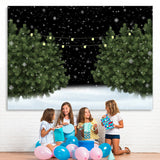 Load image into Gallery viewer, Lofaris Snowy Night Green Pine Tree in the Snow Winter Backdrop