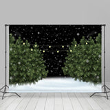 Load image into Gallery viewer, Lofaris Snowy Night Green Pine Tree in the Snow Winter Backdrop