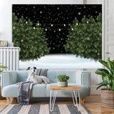 Load image into Gallery viewer, Lofaris Snowy Night Green Pine Tree in the Snow Winter Backdrop