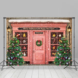 Load image into Gallery viewer, Lofaris Snowy Pink House Merry Christmas Happy New Year Backdrop