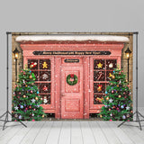 Load image into Gallery viewer, Lofaris Snowy Pink House Merry Christmas Happy New Year Backdrop