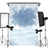 Load image into Gallery viewer, Lofaris Snowy Tree Blue And White Bokeh Backdrops for Winter