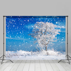 Lofaris Snowy Tree Blue Sky Winter Backdrop for Photo Decor