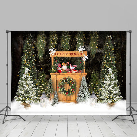 Lofaris Snowy Winter Hot Cocoa Night Theme Christmas Backdrop