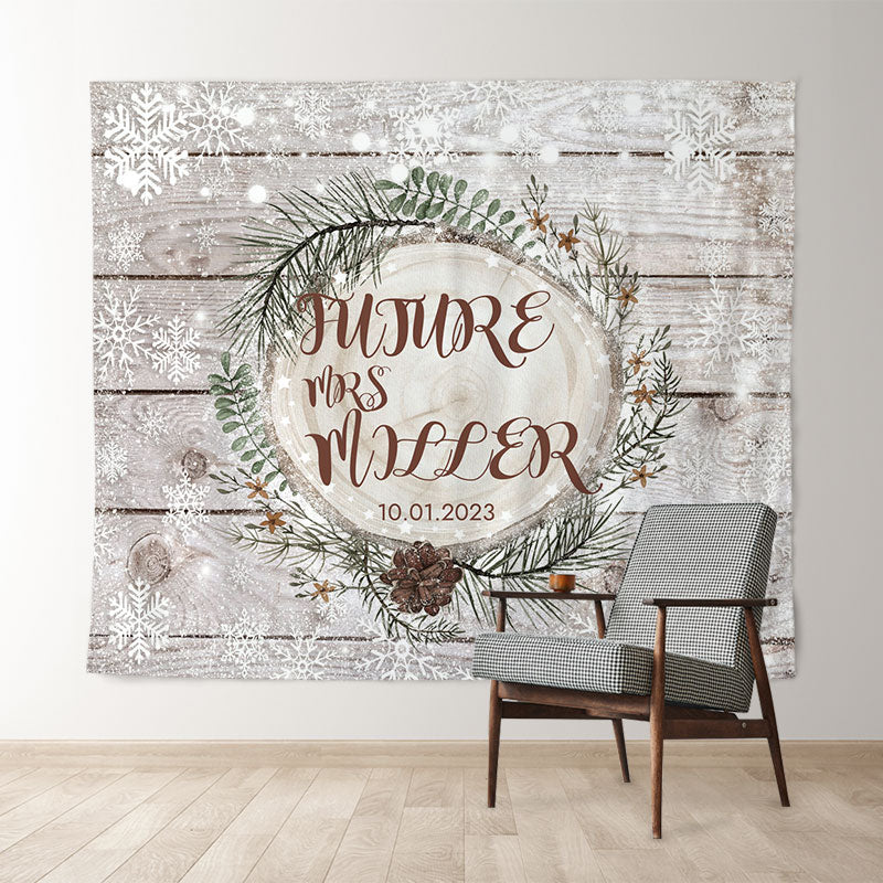 Lofaris Snowy Winter Miss To Ms Wooden Backdrop For Wedding
