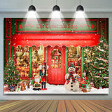 Load image into Gallery viewer, Lofaris Snowy Winter With The Christmas Shop Holiday Backdrop