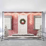 Load image into Gallery viewer, Lofaris Snowy Wreath Door Glitter Lights Christmas Backdrops