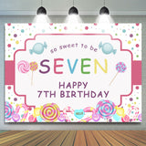 Load image into Gallery viewer, Lofaris So Sweet To Be Seven Candyland Happy Birthday Backdrop