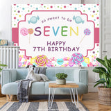 Load image into Gallery viewer, Lofaris So Sweet To Be Seven Candyland Happy Birthday Backdrop