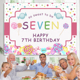 Load image into Gallery viewer, Lofaris So Sweet To Be Seven Candyland Happy Birthday Backdrop