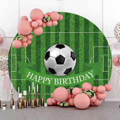 Lofaris Soccer With Green Field Happy Birthday Party Backdrop
