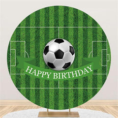 Lofaris Soccer With Green Field Happy Birthday Party Backdrop