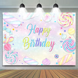 Load image into Gallery viewer, Lofaris Soft Colorful Candy Themed Happy Birthday Backdrop