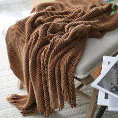 Lofaris Soft Knitted Corrugated Blanket For Autumn And Winter On Sofa Bed