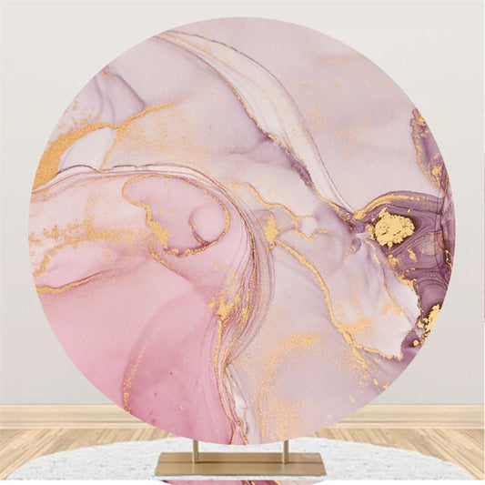 Lofaris Soft Pink Purple Line Artwork Round Abstract Backdrop