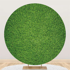 Lofaris Solid Green Grass Themed Circle Baby Shower Backdrop