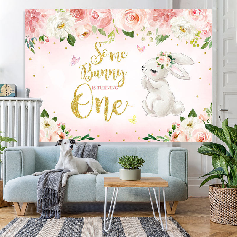 Lofaris Some Bunny Is Turning One Birthday Party Theme Backdrop