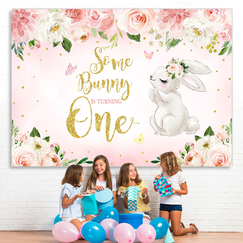 Lofaris Some Bunny Is Turning One Birthday Party Theme Backdrop