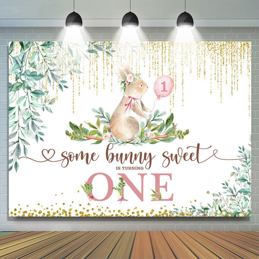 Lofaris Some Bunny Sweet Is One Happy Birthday Backdrop