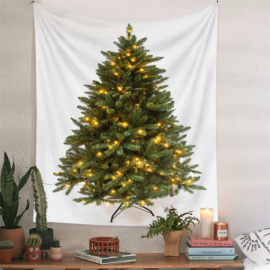 Lofaris Sparkle Green Christmas Tree Family Wall Tapestry