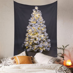 Lofaris Sparkle Snowy Christmas Tree Tapestry Wall Hanging