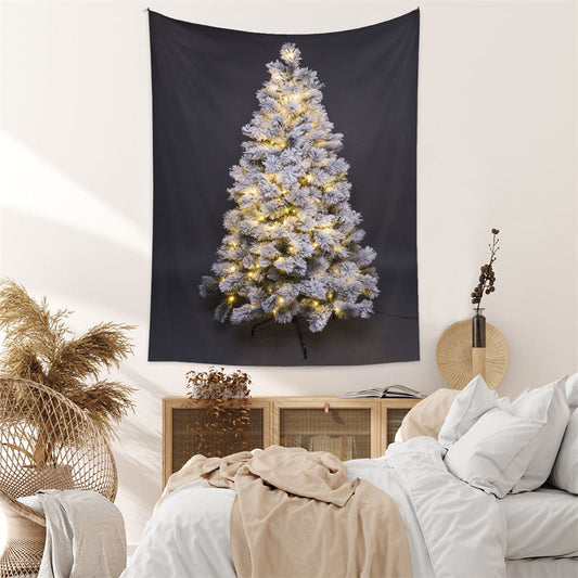 Lofaris Sparkle Snowy Christmas Tree Tapestry Wall Hanging