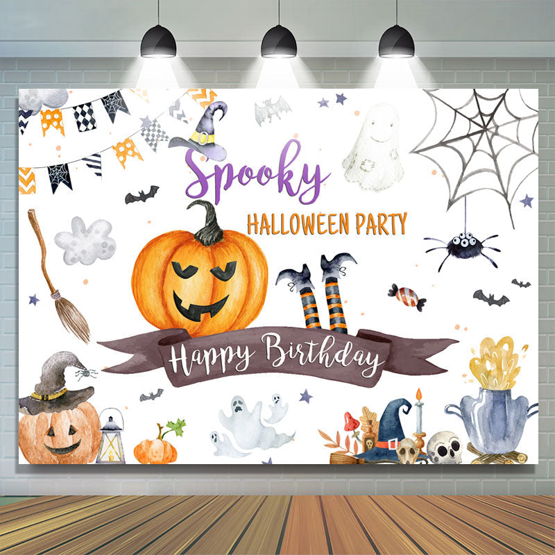 Lofaris Spooky Halloween Party Happy Birthday Themed Backdrop