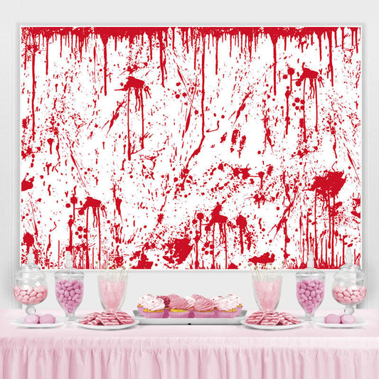 Lofaris Spooky Prank White and Red Backdrop for Halloween Party